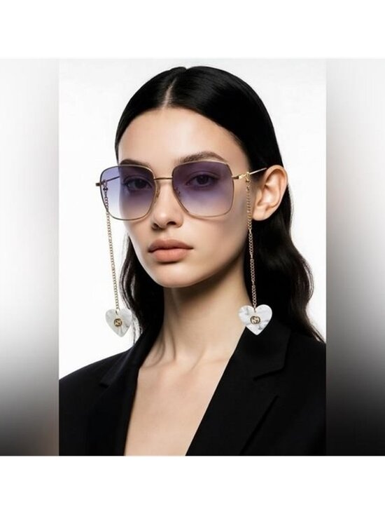 Gucci  GG1031s 004 Women\'s Gold Frame Sunglasses with Blue Gradient Lenses main image 11